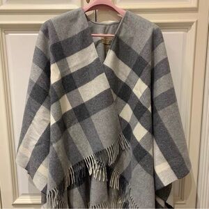 Burberry Gray and White Plaid Cape